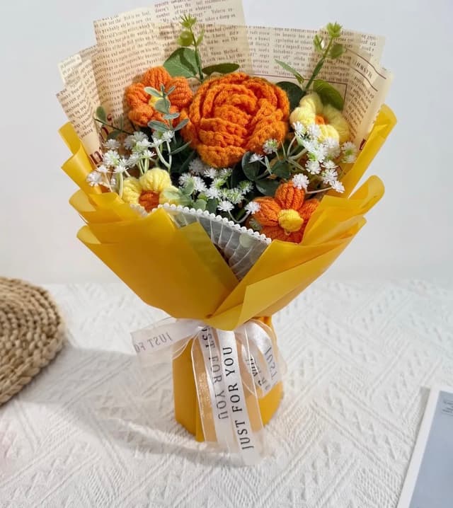 Crochet Rose Bouquet, Handmade Forever Flowers